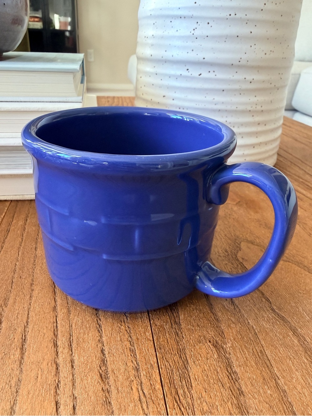 LONGABERGER Pottery Woven Traditions Cornflower Blue Large Vintage Mug EUC! - Picture 2 of 4